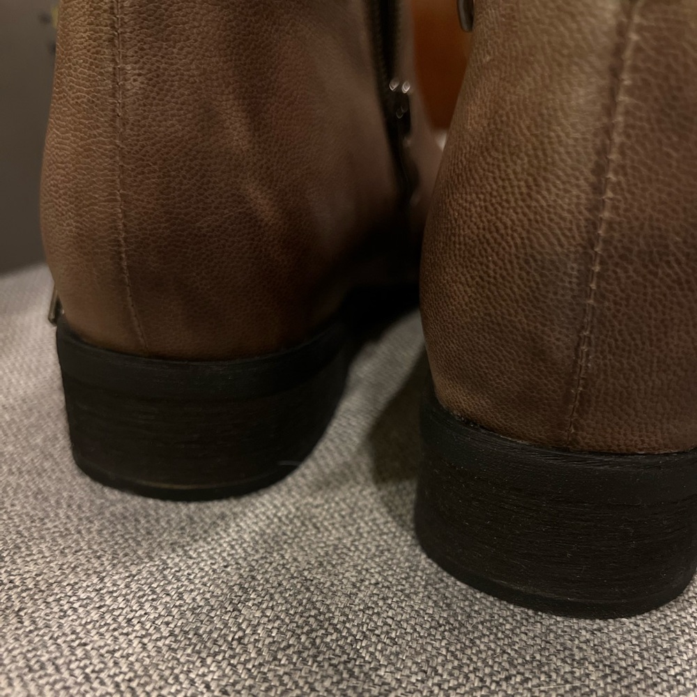 Antelope Taupe Leather Hi Front Tied Ankle Boots - Picture 6 of 13